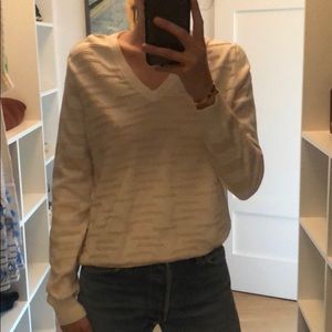 THAKOON Addict Cream/Tan sweater w silk back